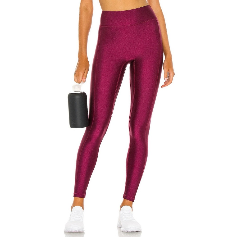 All Access Center Stage Legging in Burgundy Sheen Shiny Metallic Magenta
